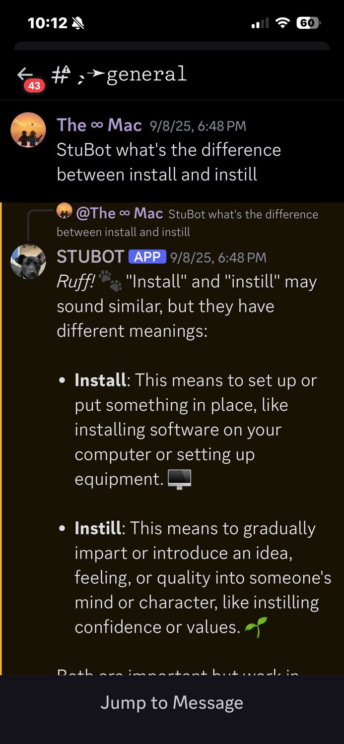 STUBOT generating an OpenAI-powered reply